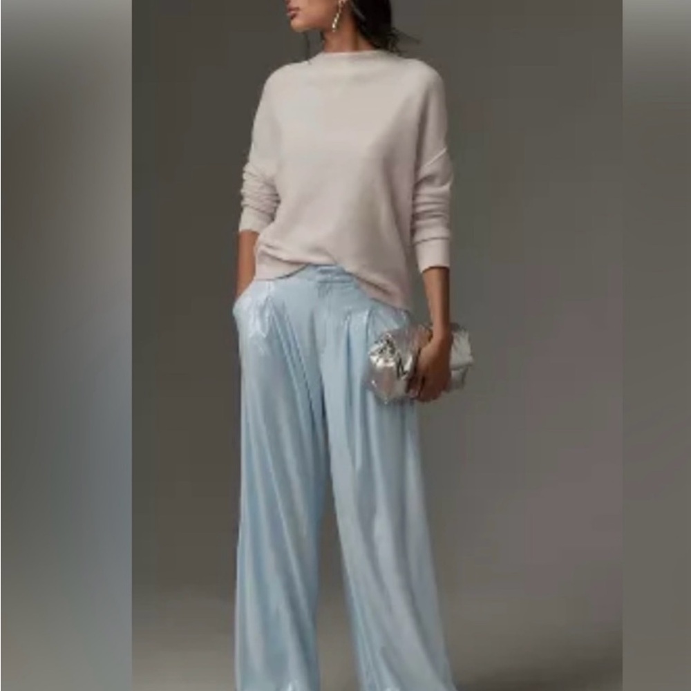 ‼️WOW‼️Anthropologie Light 🩵💙Blue SEQUENCE Wide Leg Pants‼️ - Picture 8 of 16
